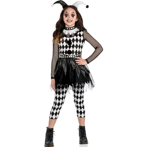 Amscan Punky Jester Halloween Kostüm für Mädchen Groß 12-14 Enthält Oberteil Cropped Leggings und Stirnband von Amscan
