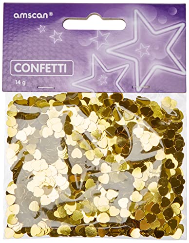 Amscan INT37009-19 - Konfetti Herzen, 14 g, Gold, Streudeko, Tischdekoration, Geburtstag, Hochzeit von amscan