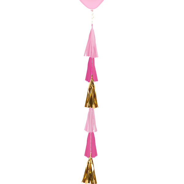 Ballon-Anhänger mit 6 Quasten, rosa-gold, 70cm von Amscan