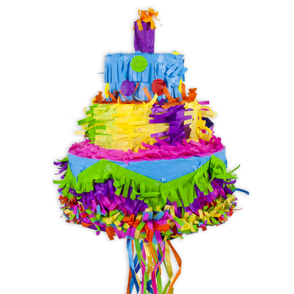 Geburtstagstorte-Pinata aus Pappe, 35cm x Ø25cm