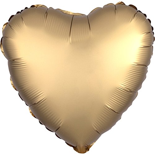 Amscan 3680301 - Standard Folienballon Satin Luxe Gold Sateen, Herz, Durchmesser 43 cm, Luftballon, Hochzeit, Heliumballon von Anagram