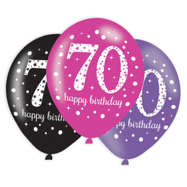 Luftballons zum 70. Geburtstag, 6 Stk, 27,5cm Luftballons zum 70. Geburtstag, 6 Stk, 27,5cm von Amscan
