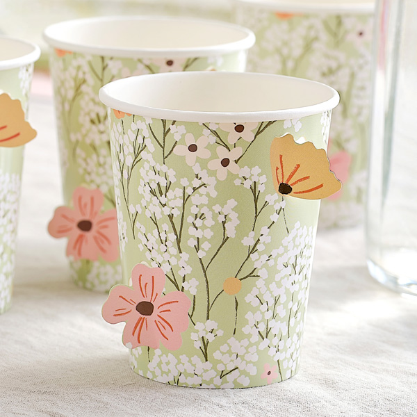 Pappbecher mit Blumenmuster, 8er Pack, 266ml Pappbecher mit Blumenmuster, 8er Pack, 266ml von Amscan