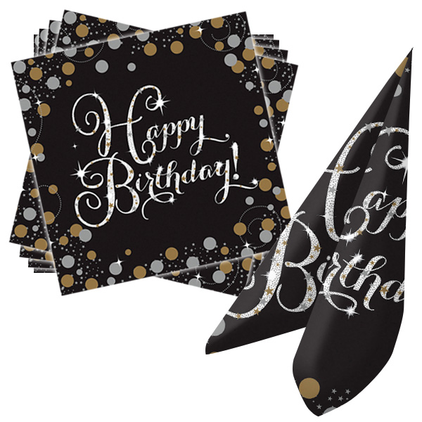 Sparkling Happy Birthday Servietten im 16er Pack, 33cm x 33cm von Amscan