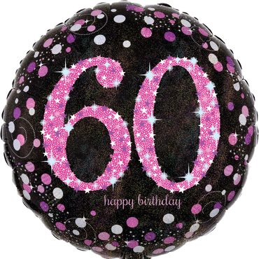 amscan Folienballon Happy Birthday 60 - Ø 43 cm schwarz/pink Konfetti. von Amscan