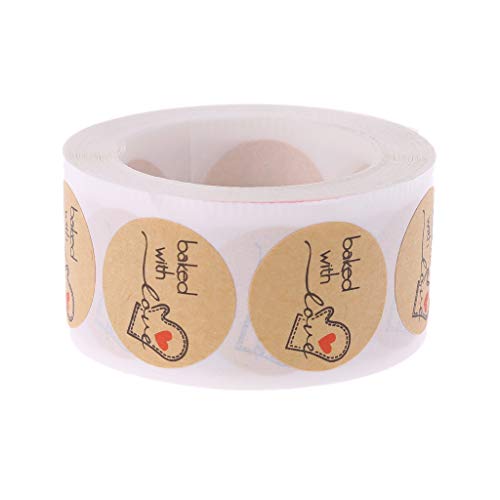 500 Stück Baked with Love, runde Kraftpapier-Aufkleber, selbstklebend, Backetiketten für Großhandel Artikel für Boutique von Amsixo