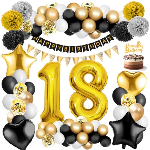 Amteker 18 Geburtstag Deko, 18. Geburtstag Junge Mädchen, 18. Geburtsta Deko Luftballons , Happy Birthday Girlande Deko , 18 Geburtsta Deko Happy Birthday Deko von Amteker