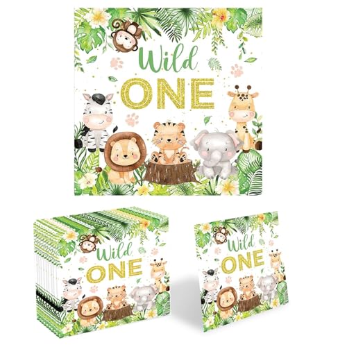Amusingtao 20 Stück Servietten Kindergeburtstag, Dschungel, Tiere, Blätter, Party Animals, für Waldtiere Geburtstag Party 17x17cm Amusingtao 20 Stück Servietten Kindergeburtstag, Dschungel, Tiere, Blätter, Party Animals, für Waldtiere Geburtstag Party 17x17cm von Amusingtao