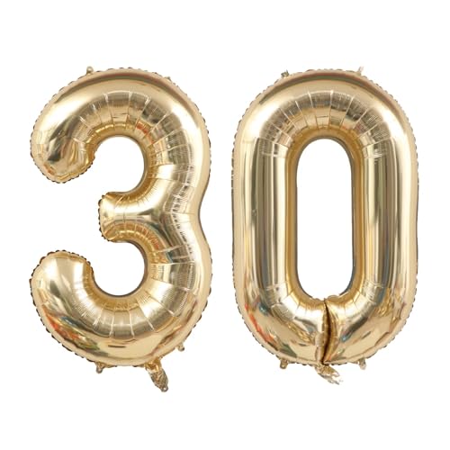 Luftballons mit Zahl 30, 101,6 cm, Ballon-Set mit Zahlen 3 und 0, selbstaufblasender Ballon zum 30. Geburtstag, für 30-Jährige, Jahrestag, Geburtstagsparty-Dekorationen (Farbe: Champagner-Gold) von Amusingtao