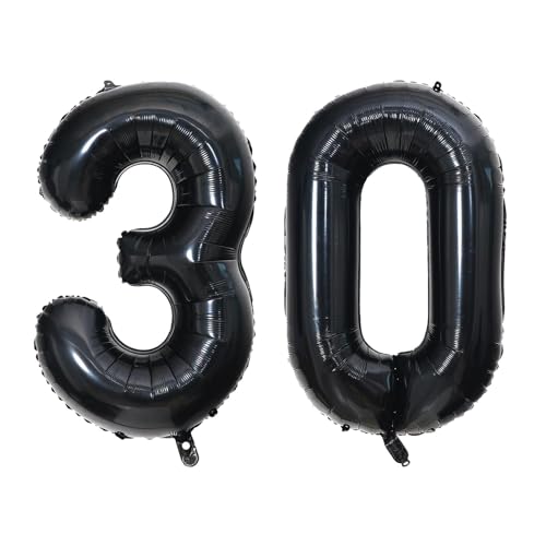 Luftballons mit Zahl 30, 101,6 cm, Ballon-Set mit Zahlen 3 und 0, selbstaufblasender Ballon zum 30. Geburtstag, für 30-Jährige, Jahrestag, Geburtstagsparty-Dekorationen (Farbe: Schwarz) von Amusingtao