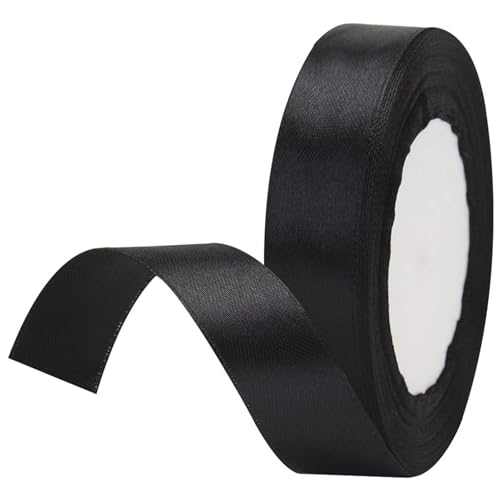 Schwarzes Satinband, 20 mm, 22 Meter Polyesterbänder für Geschenkverpackungen, Basteln, Haarschleifen, Luftballons, Kränze, Kuchen, Hochzeitsfeier Dekoration Schwarzes Satinband, 20 mm, 22 Meter Polyesterbänder für Geschenkverpackungen, Basteln, Haarschleifen, Luftballons, Kränze, Kuchen, Hochzeitsfeier Dekoration von Amusingtao