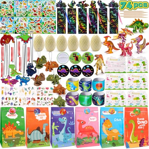 AmyBenton Dino Mitgebsel Kindergeburtstag, Kindergeburtstag Gastgeschenke Dino, Dino Mitgebsel für Dinosaur Birthday mit Tattoos, Dino Eggs, Schlüsselanhänger, Aufkleber von Amy & Benton