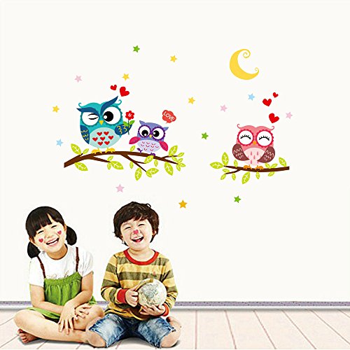AmyGline Cartoon Tier Eule Wandaufkleber Abnehmbare Wasserdichte Für Kinderzimmer Wandbild Wandaufkleber Aufkleber von AmyGline