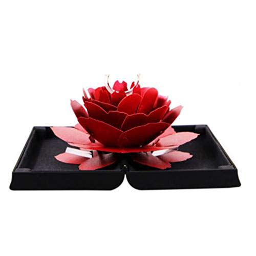 AmyGline Ringschachtel 3D Pop Up Rose Ring Box Rose Blume Verlobungsring Box Ring Bearer Box zum Valentinstag Ring Geschenkboxen Geschenk-Verpackung Schmuckschatulle Schmuckkästchen (schwarz) von AmyGline