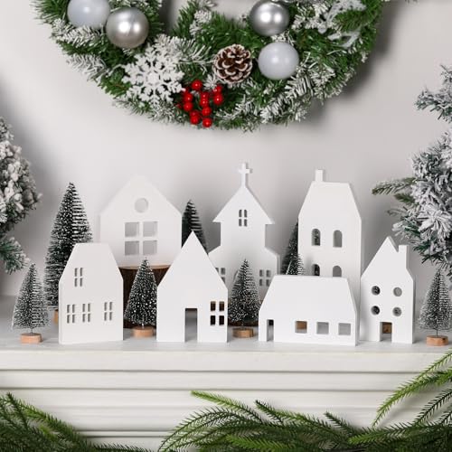 Amyhill 16-teiliges weißes Weihnachtsdorf-Set mit Zedernholz-Dekor, Holzhausblöcke, Weihnachtsstadt-Dorf-Dekor für gestufte Tabletts, Dekoration, Kamin, Kaminsims, Urlaub, Fenster, Tisch, Amyhill 16-teiliges weißes Weihnachtsdorf-Set mit Zedernholz-Dekor, Holzhausblöcke, Weihnachtsstadt-Dorf-Dekor für gestufte Tabletts, Dekoration, Kamin, Kaminsims, Urlaub, Fenster, Tisch, von Amyhill