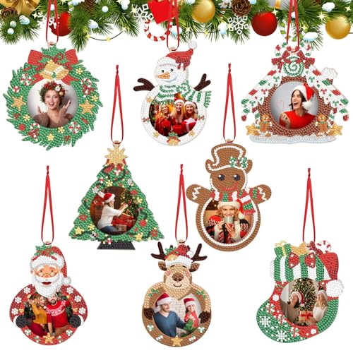 Amyhill 8 Stück Weihnachtsdiamant-Kunst-Pakete, Weihnachts-Bilderrahmen, Ornamente, Holzgemälde, Weihnachtsmann, Schneemann, Bilderrahmen, Baumdekoration, DIY, Weihnachtsfoto für Party, Winter Amyhill 8 Stück Weihnachtsdiamant-Kunst-Pakete, Weihnachts-Bilderrahmen, Ornamente, Holzgemälde, Weihnachtsmann, Schneemann, Bilderrahmen, Baumdekoration, DIY, Weihnachtsfoto für Party, Winter von Amyhill