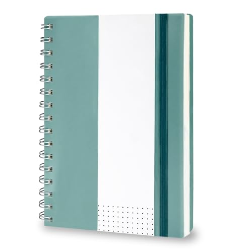 Amythe Notizbuch A5 Gepunktet, Notizblock 150 Blat/300 Seiten, Spiralblock Tagebuch Schreibheft A5, Vielseitiges Notizblock Collegeblock für Schule, Beruf, Alltag, Grün von Amythe