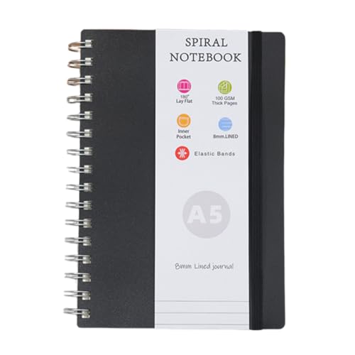 Amythe Notizbuch A5 Gepunktet, Notizblock 150 Blat/300 Seiten, Spiralblock Tagebuch Schreibheft A5, Vielseitiges Notizblock Collegeblock für Schule, Beruf, Alltag, Schwarz Amythe Notizbuch A5 Gepunktet, Notizblock 150 Blat/300 Seiten, Spiralblock Tagebuch Schreibheft A5, Vielseitiges Notizblock Collegeblock für Schule, Beruf, Alltag, Schwarz von Amythe