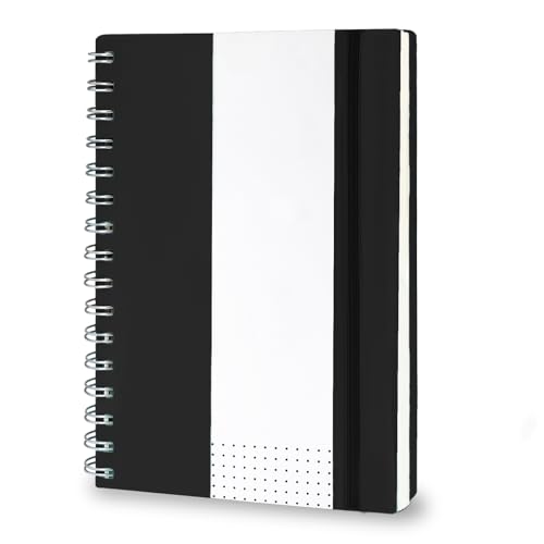 Amythe Notizbuch A5 Gepunktet, Notizblock 150 Blat/300 Seiten, Spiralblock Tagebuch Schreibheft A5, Vielseitiges Notizblock Collegeblock für Schule, Beruf, Alltag, Schwarz von Amythe