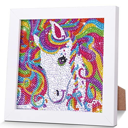 AmzKoi Diamond Painting Mit Holzrahmen, 5D DIY Set Full Pferd Mosaikherstellung für Kinder Mädchen, Erwachsene, Diamant Bilder Arts Craft für Home Wand Decor 18x18 cm von AmzKoi