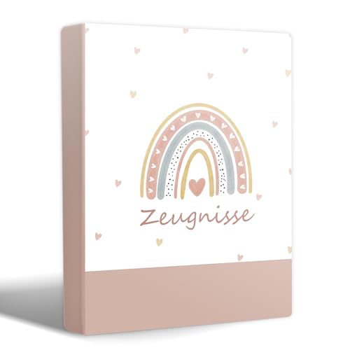 Zeugnismappe A4 mit 20 Klarsichthüllen – Für 40 Dokumente – Wasserdicht & Stabil – Zertifikatemappe für Kinder & Erwachsene – Ideal für Zeugnisse, Urkunden, Schulunterlagen Regenbogenrosa von AmzLinkal