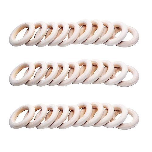AnRui Holzringe zum Basteln, 55 mm, natürlich, unlackiert, für Bastelarbeiten, Ornamente, Makramee, Schmuckherstellung, Anhänger, 30 Stück AnRui Holzringe zum Basteln, 55 mm, natürlich, unlackiert, für Bastelarbeiten, Ornamente, Makramee, Schmuckherstellung, Anhänger, 30 Stück von AnRui
