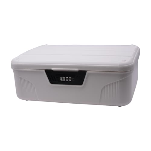 AnRui Tragbarer Safe mit Schloss, abschließbarer Aufbewahrungsbehälter, Passwort-Organizer, verschließbare Aufbewahrungsbox für Auto, Schule, Büro, Zuhause und Outdoor, 12 l, Weiß von AnRui