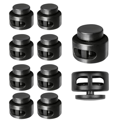10 Stück Kordelstopper 2 Loch, Kordelklemme 2 Loch aus Kunststoff Schwarz Schnurstopper für bis Ø 5 mm Kordeln für Seile Jacken Gummikordel Stopper 10 Stück Kordelstopper 2 Loch, Kordelklemme 2 Loch aus Kunststoff Schwarz Schnurstopper für bis Ø 5 mm Kordeln für Seile Jacken Gummikordel Stopper von AnaTI