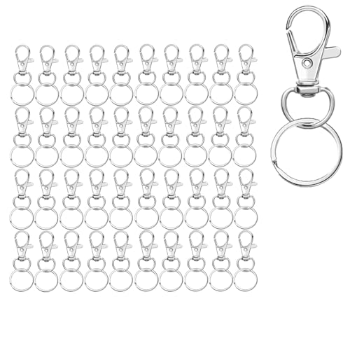 40 Stück Schlüsselringe, Schlüsselanhänger Karabiner, Kettenverschluss, Ringe Karabinerhaken mit Drehgelenk für Makramee Zubehör und DIY Handwerk von AnaTI