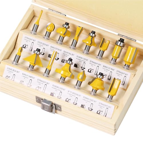 Fräsersatz HM 15tgl Schaft 6mm Nutfräser Profilfräser für Oberfräse Holzfräser Fräser Bit Set mit Schraubenschlüssel Fräsersatz HM 15tgl Schaft 6mm Nutfräser Profilfräser für Oberfräse Holzfräser Fräser Bit Set mit Schraubenschlüssel von AnaTI