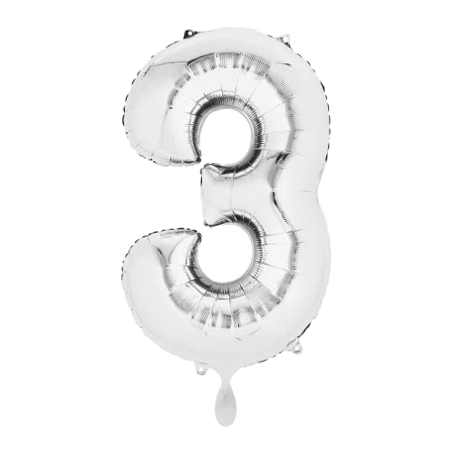 Mid Size Number 3 Silver von amscan