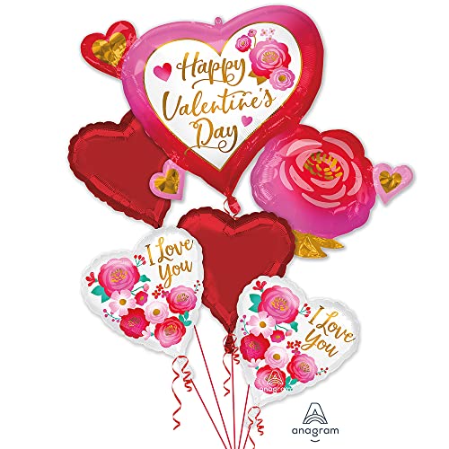 Anagram Folienballonstrauß "Happy Valentine's Day", Herz und Rose, Mylar, mittelgroß, mehrfarbig Anagram Folienballonstrauß "Happy Valentine's Day", Herz und Rose, Mylar, mittelgroß, mehrfarbig von Anagram