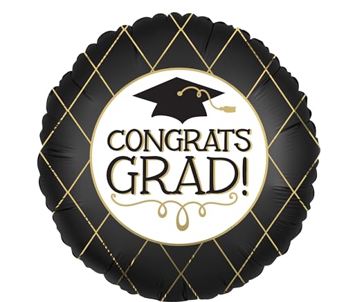 Anagram Standard XL Congrats Grad Satin S40 Folienballon, 45 cm, Schwarz & Gold Anagram Standard XL Congrats Grad Satin S40 Folienballon, 45 cm, Schwarz & Gold von Anagram