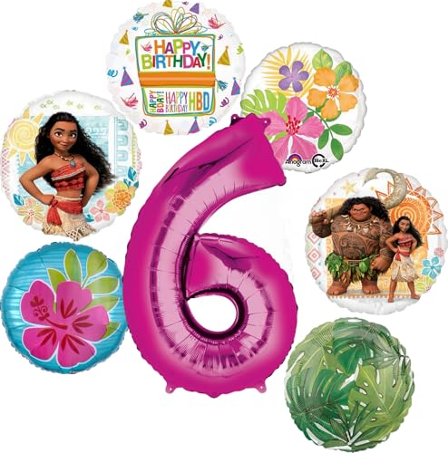 Moana Partyzubehör zum 6. Geburtstag, 7-teilig, Ballonstrauß-Dekorationen Moana Partyzubehör zum 6. Geburtstag, 7-teilig, Ballonstrauß-Dekorationen von Anagram