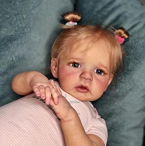 Anano Lebensechte Baby Puppen, 24Zoll Reborn Baby Puppe Vinyl Gliedmaßen Kleidung Körper Blondes Haar Echt Aussehende Kleinkind Mädchen Neugeborene Baby Puppen mit 3D Farbe Haut Textur Anano Lebensechte Baby Puppen, 24Zoll Reborn Baby Puppe Vinyl Gliedmaßen Kleidung Körper Blondes Haar Echt Aussehende Kleinkind Mädchen Neugeborene Baby Puppen mit 3D Farbe Haut Textur von Anano