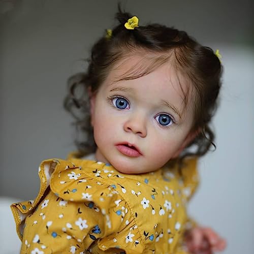 Anano Reborn Baby Puppen, 24Zoll Lebensechte Baby Puppen Silikon Vinyl Mädchen Sichtbare Kapillare Weiche Kleidung Körper Realistische Baby Puppen mit 3D Farbe Haut Textur von Anano