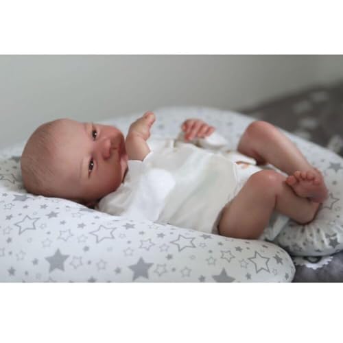 Anano Reborn Baby Vollsilikon Lebensecht 48cm Reborn Baby MäDchen Vinyl Silikon Baby Puppe Mit Haaren Handgemalt - Lebensechte Babypuppen Wie Echtes Baby, Kleidung Und ZubehöRpaket Inklusive von Anano