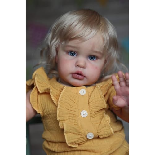 Anano Reborn Puppe – 24 Zoll 60 cm Reborn-Baby Mädchen, Stoffkörper Realistische Augen Öffnen Babypuppe Mit, Kleidung, Zubehör Für Kinder Ab 3 Jahren von Anano
