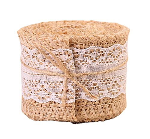 Anawakia 10 m Rollen, Juteband, Spitze, Band aus natürlichem Jute, mit Spitzenborte, für Dekoration, Hochzeit, Handwerk (10 m x 4 cm) von Anawakia