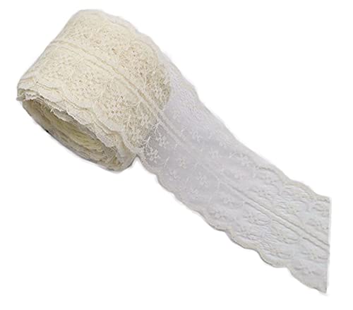 Anawakia 10 m Spitzenbordüre Spitzenband Dünne Spitze Stoff Ribbon Trim 4,5 cm Breite Lace Trim Ribbon für DIY Handwerk Kleidung Zubehör Hochzeit Brithday Weihnachtsdekoration (Beige) von Anawakia