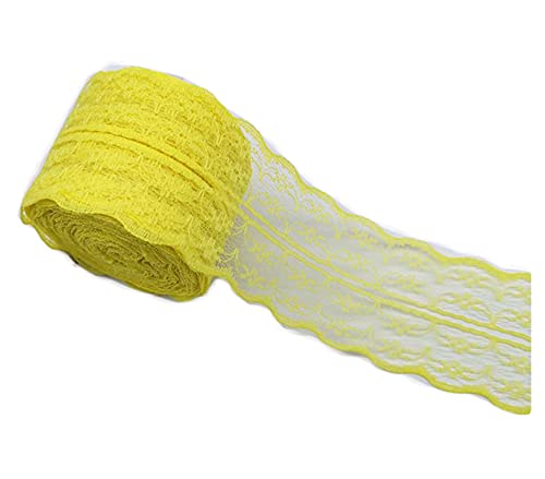 Anawakia 10 m Spitzenbordüre Spitzenband Dünne Spitze Stoff Ribbon Trim 4,5 cm Breite Lace Trim Ribbon für DIY Handwerk Kleidung Zubehör Hochzeit Brithday Weihnachtsdekoration (Gelb) von Anawakia