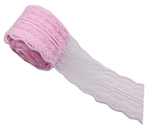 Anawakia 10 m Spitzenbordüre Spitzenband Dünne Spitze Stoff Ribbon Trim 4,5 cm Breite Lace Trim Ribbon für DIY Handwerk Kleidung Zubehör Hochzeit Brithday Weihnachtsdekoration (Hell-Pink) von Anawakia