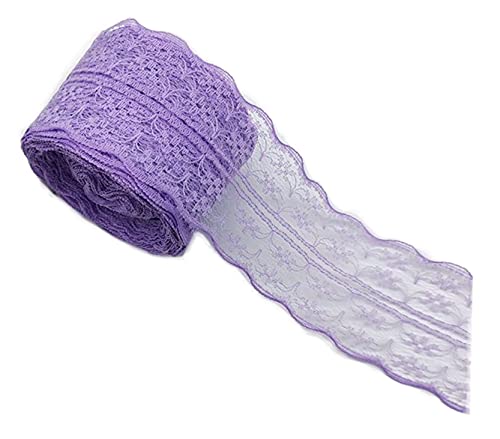 Anawakia 10 m Spitzenbordüre Spitzenband Dünne Spitze Stoff Ribbon Trim 4,5 cm Breite Lace Trim Ribbon für DIY Handwerk Kleidung Zubehör Hochzeit Brithday Weihnachtsdekoration (Helles Lila) von Anawakia