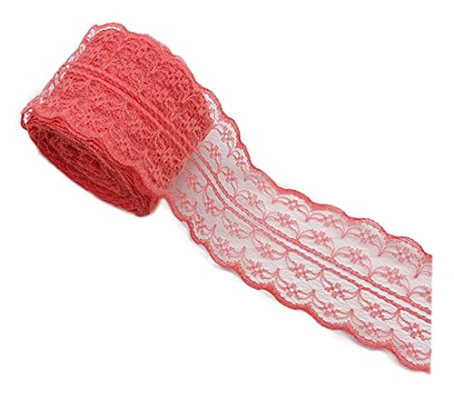 Anawakia 10 m Spitzenbordüre Spitzenband Dünne Spitze Stoff Ribbon Trim 4,5 cm Breite Lace Trim Ribbon für DIY Handwerk Kleidung Zubehör Hochzeit Brithday Weihnachtsdekoration (Hellrot) von Anawakia