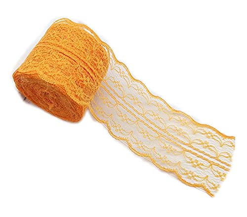 Anawakia 10 m Spitzenbordüre Spitzenband Dünne Spitze Stoff Ribbon Trim 4,5 cm Breite Lace Trim Ribbon für DIY Handwerk Kleidung Zubehör Hochzeit Brithday Weihnachtsdekoration (Orange) von Anawakia