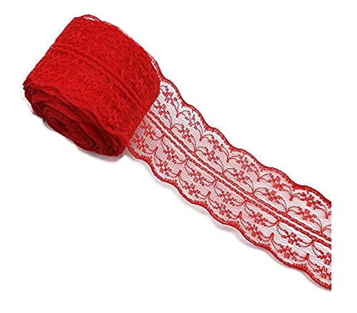 Anawakia 10 m Spitzenbordüre Spitzenband Dünne Spitze Stoff Ribbon Trim 4,5 cm Breite Lace Trim Ribbon für DIY Handwerk Kleidung Zubehör Hochzeit Brithday Weihnachtsdekoration (Rot) von Anawakia