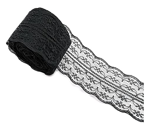 Anawakia 10 m Spitzenbordüre Spitzenband Dünne Spitze Stoff Ribbon Trim 4,5 cm Breite Lace Trim Ribbon für DIY Handwerk Kleidung Zubehör Hochzeit Brithday Weihnachtsdekoration (Schwarz) von Anawakia