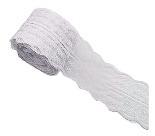 Anawakia 10 m Spitzenbordüre Spitzenband Dünne Spitze Stoff Ribbon Trim 4,5 cm Breite Lace Trim Ribbon für DIY Handwerk Kleidung Zubehör Hochzeit Brithday Weihnachtsdekoration (Weiß) von Anawakia