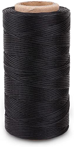 Anawakia 260 m Wachsfaden Nähgarn Allesnäher Gewachst Ledergarn Wachsband Thread Cord Ledergarn Nähen Handwerk Sattlergarn Zwirn Ø 0.8 mm (Schwarz) von Anawakia