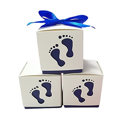 Anawakia 50 Stück Gastgeschenk Box Süßigkeit Kästen Gastgeschenk Box Neugeborene Baby Taufe Box Geschenkbox für Hochzeit Taufe (Blau) von Anawakia